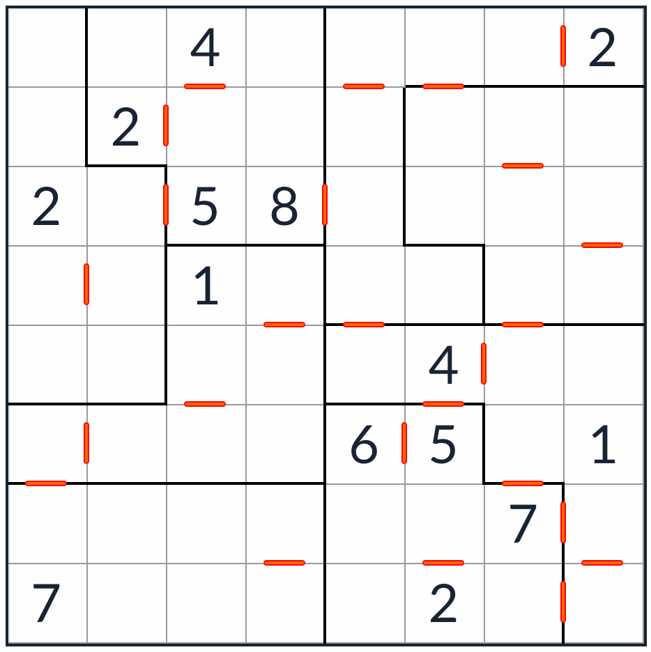 불규칙한 연속 스도쿠 8x8 퍼즐