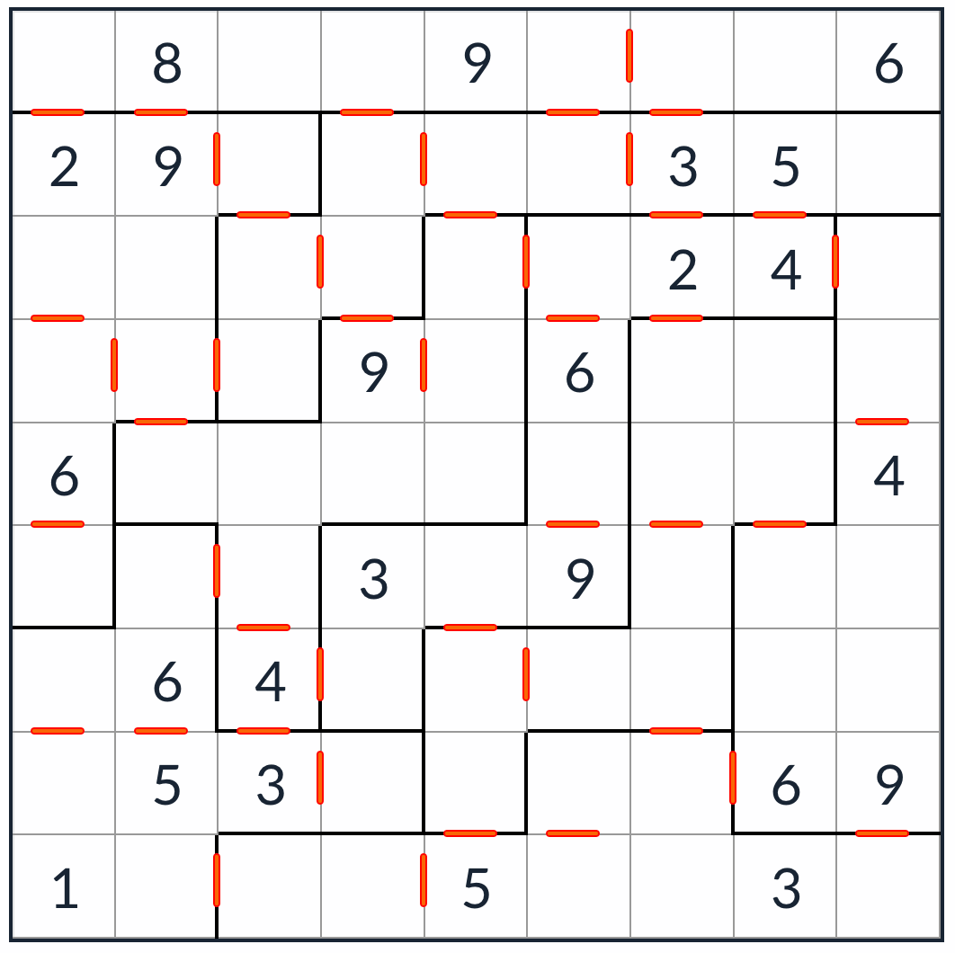 불규칙한 연속 스도쿠 퍼즐