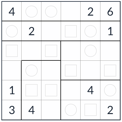 반 나이트 불규칙한 짝수의 Sudoku 6x6