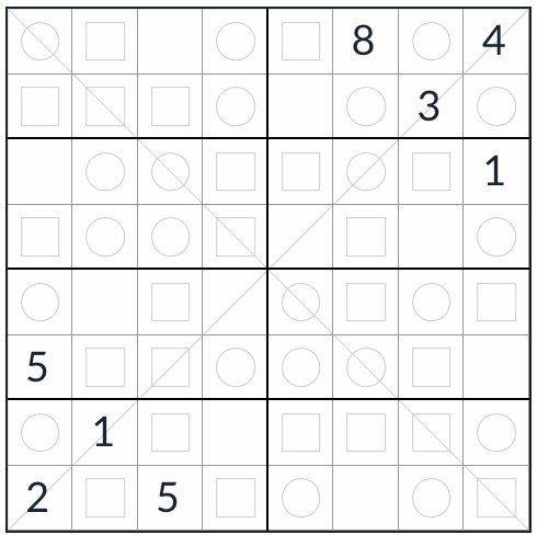 반 킹 대각선 고유의 Sudoku 8x8