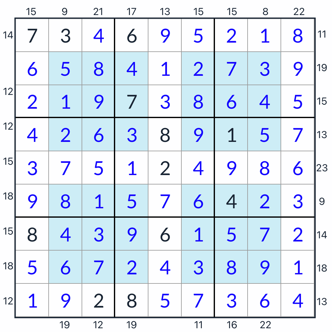 Anti-Knight Hyper Frame Sudoku 솔루션