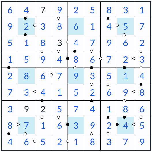 Center Kropki Sudoku 솔루션