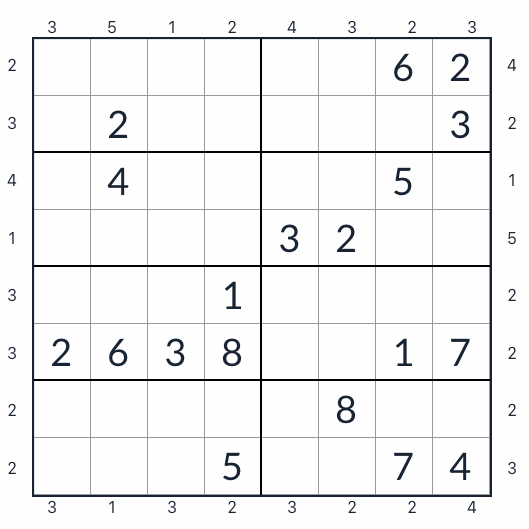 Skyscraper Sudoku 8x8
